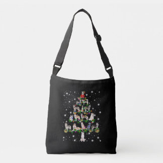Husky Christmas Tree Covered By Flashlight Crossbody Bag