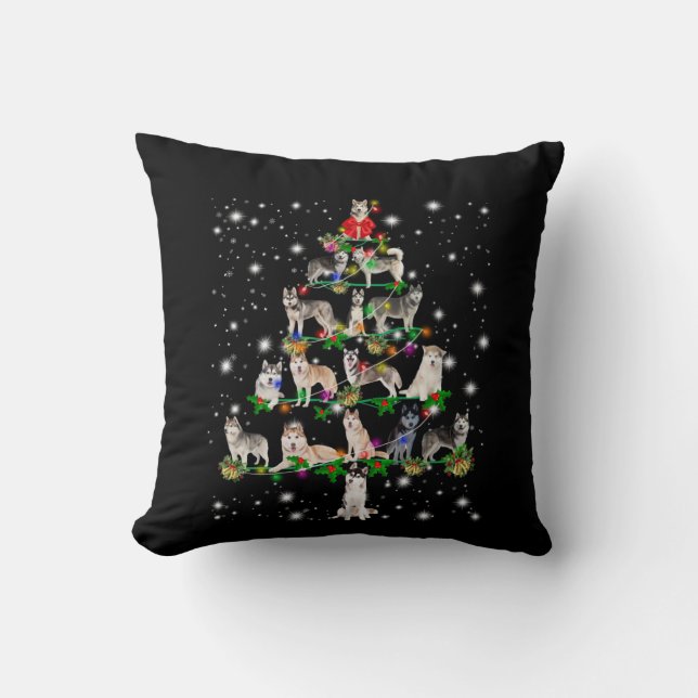 Husky Christmas Tree Covered By Flashlight Cushion (Front)