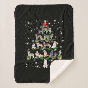 Husky Christmas Tree Covered By Flashlight Sherpa Blanket