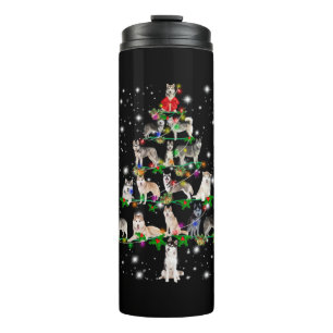 Husky Christmas Tree Covered By Flashlight Thermal Tumbler