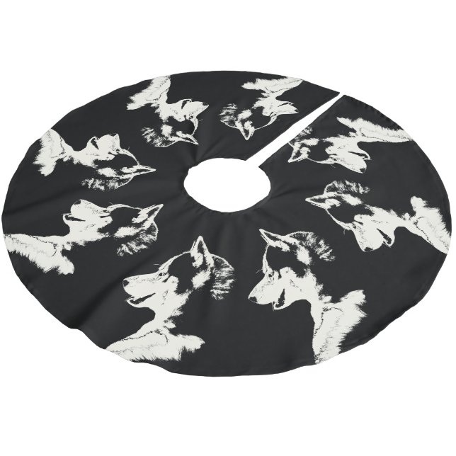 Husky Christmas Tree Skirt Sled Dog Tree Skirts (Angled)