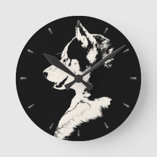 Husky Clock Gifts Decor Sled Dog Wall Clock