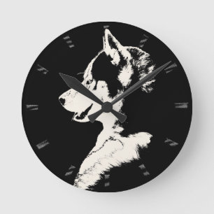 Husky Clock Gifts Decor Sled Dog Wall Clock