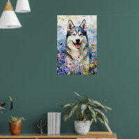 Husky colourful watercolor artwork