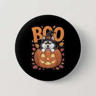 Husky Costume On Pumpkin Halloween Siberian Husky  6 Cm Round Badge
