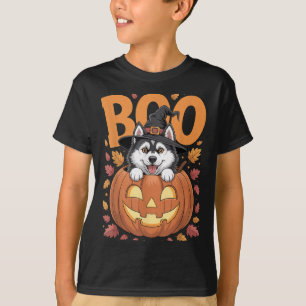Husky Costume On Pumpkin Halloween Siberian Husky T-Shirt