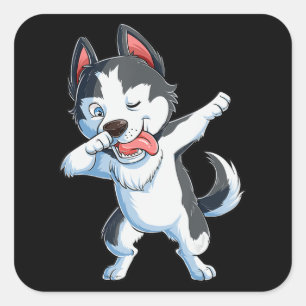 Husky   Dabbing Siberian Husky Lover Boys Kids Dab Square Sticker