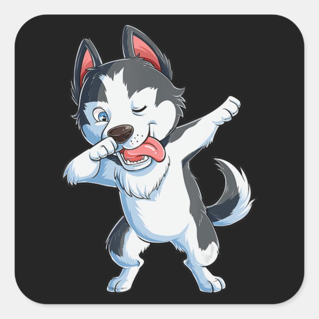 Husky | Dabbing Siberian Husky Lover Boys Kids Dab Square Sticker (Front)