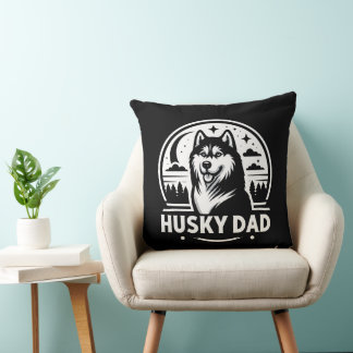Husky Dad Gift Dog Owner Siberian Huskies Father Cushion