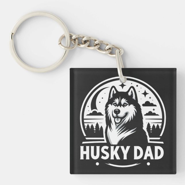 Husky Dad Gift Dog Owner Siberian Huskies Father Key Ring (Front)