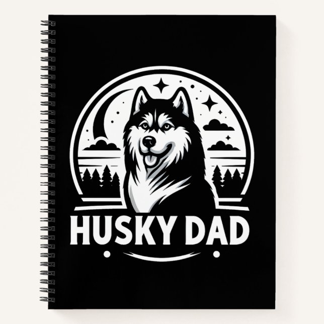 Husky Dad Gift Dog Owner Siberian Huskies Father Notebook (Front)