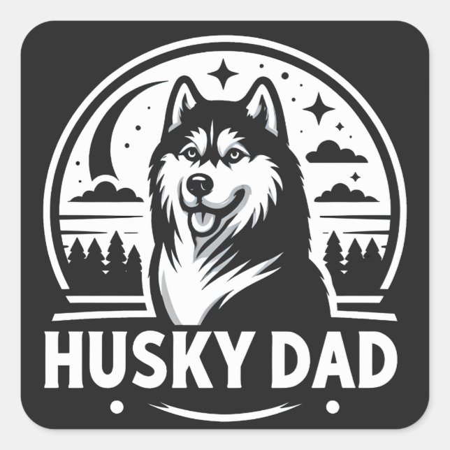 Husky Dad Gift Dog Owner Siberian Huskies Father Square Sticker (Front)
