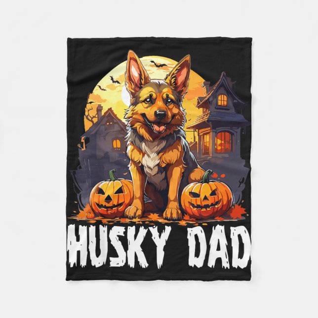 Husky dad halloween  fleece blanket (Front)