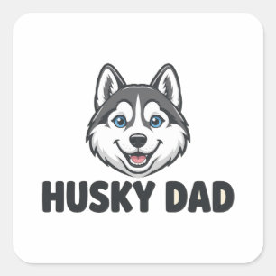 Husky Dad — Smiling Siberian Husky Face for Husky Square Sticker