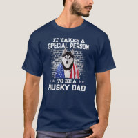 Husky Dad With Proud American Flag Dog Father's