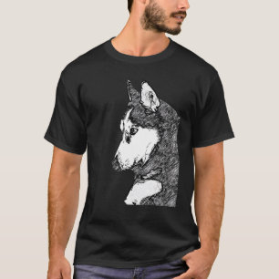 Husky design dog imprint artwork face with Siberia T-Shirt