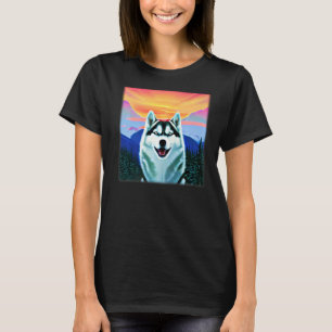 Husky design dog imprint artwork face with Siberia T-Shirt