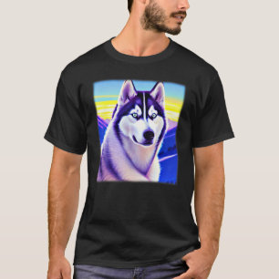 Husky design dog imprint artwork face with Siberia T-Shirt