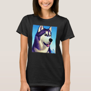 Husky design dog imprint artwork face with Siberia T-Shirt