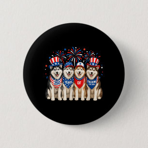 Husky Dog 250 Years Aamerican 1776 2026 4th July 6 Cm Round Badge