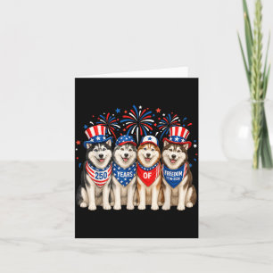 Husky Dog 250 Years Aamerican 1776 2026 4th July Card