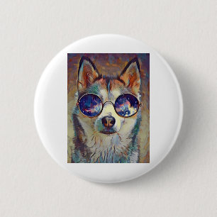 Husky dog ! 6 cm round badge