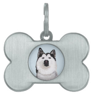 Husky dog Bone Pet Tag