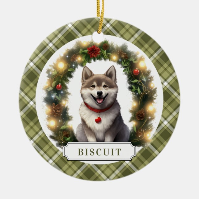 Husky Dog Ceramic Circle Ornament (Front)