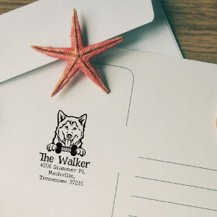 Husky Dog, Custom Return Address,  Rubber Stamp