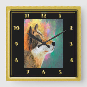 Husky Dog Daze Square Wall Clock