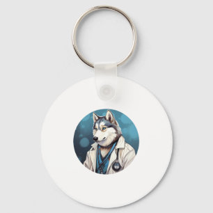 Husky Dog Doctor Key Ring