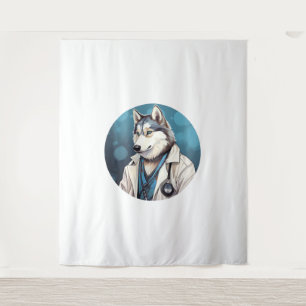 Husky Dog Doctor Tapestry