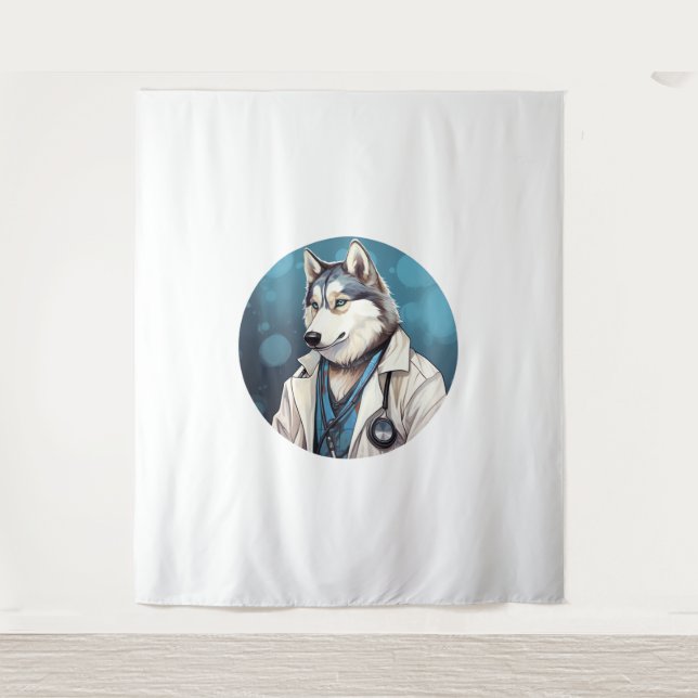 Husky Dog Doctor   Tapestry (Front)