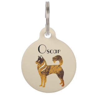 Husky Dog, Golden Husky Custom Name Dog Pet Tag