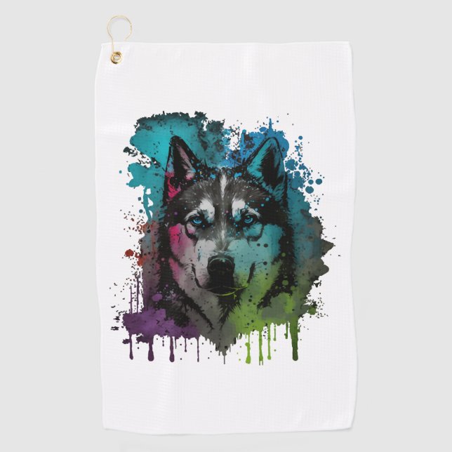 Husky Dog Golf Towel (Front)