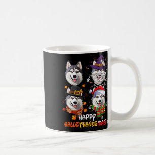 Husky Dog Hallothanksmas Halloween Thanksgiving Xm Coffee Mug