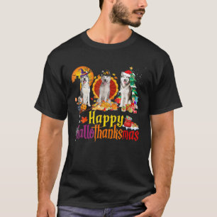 Husky Dog Halloween Merry Christmas Happy Hallotha T-Shirt