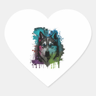 Husky Dog Heart Sticker