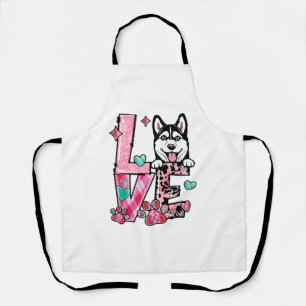 Husky Dog I Love My Dog Fur Baby Valentines Day Apron