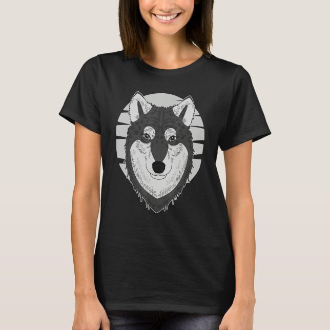 Husky dog imprint artwork face with Siberian Husky T-Shirt (Front)