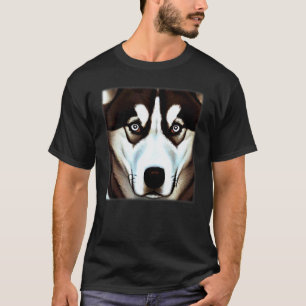 Husky dog imprint artwork face with Siberian Husky T-Shirt