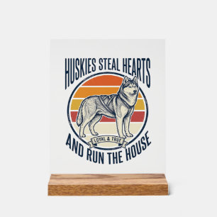 Husky Dog Lover Vintage Engraving Funny Pet Owner Acrylic Sign