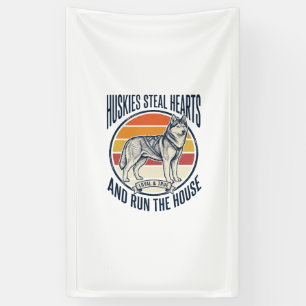 Husky Dog Lover Vintage Engraving Funny Pet Owner Banner