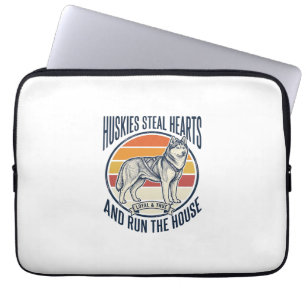 Husky Dog Lover Vintage Engraving Funny Pet Owner Laptop Sleeve