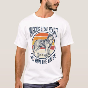 Husky Dog Lover Vintage Engraving Funny Pet Owner T-Shirt