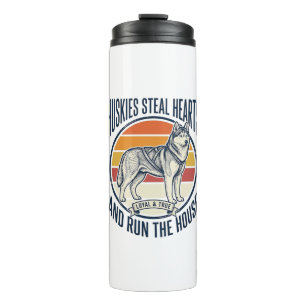 Husky Dog Lover Vintage Engraving Funny Pet Owner Thermal Tumbler