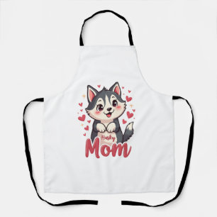 Husky Dog Mom Cute Kawaii Design Apron