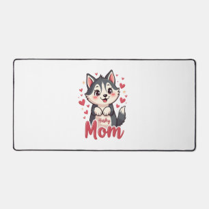 Husky Dog Mom Cute Kawaii Design Desk Mat