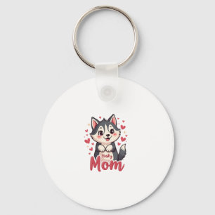 Husky Dog Mom Cute Kawaii Design Key Ring