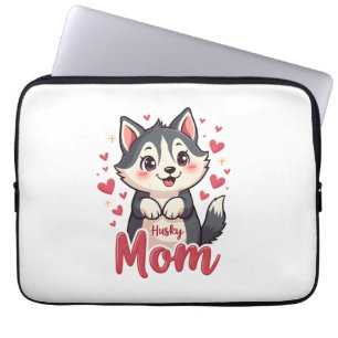 Husky Dog Mom Cute Kawaii Design Laptop Sleeve